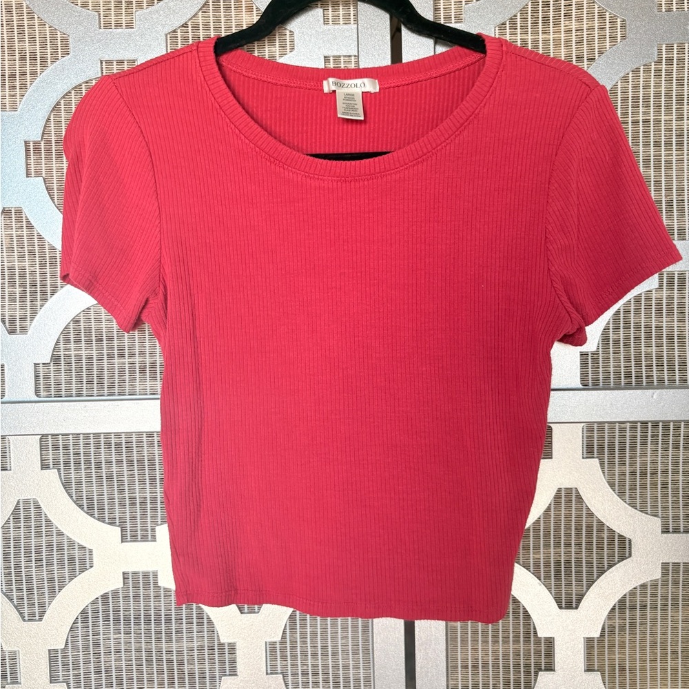 Bozzolo Red Ribbed Crop Top